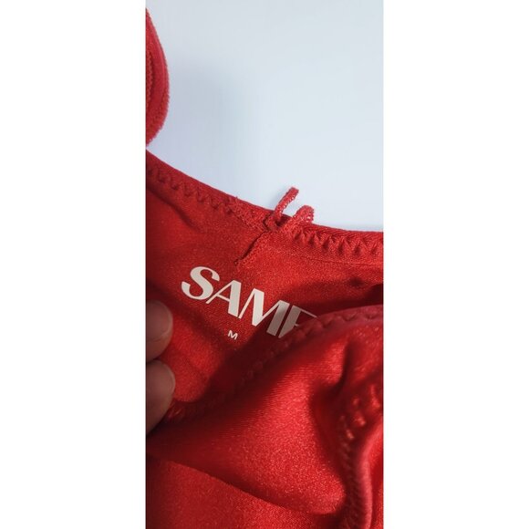 SAME Los Angeles Bottom Swim Womens High Rise Rosette Red Medium, Small - Picture 2 of 5